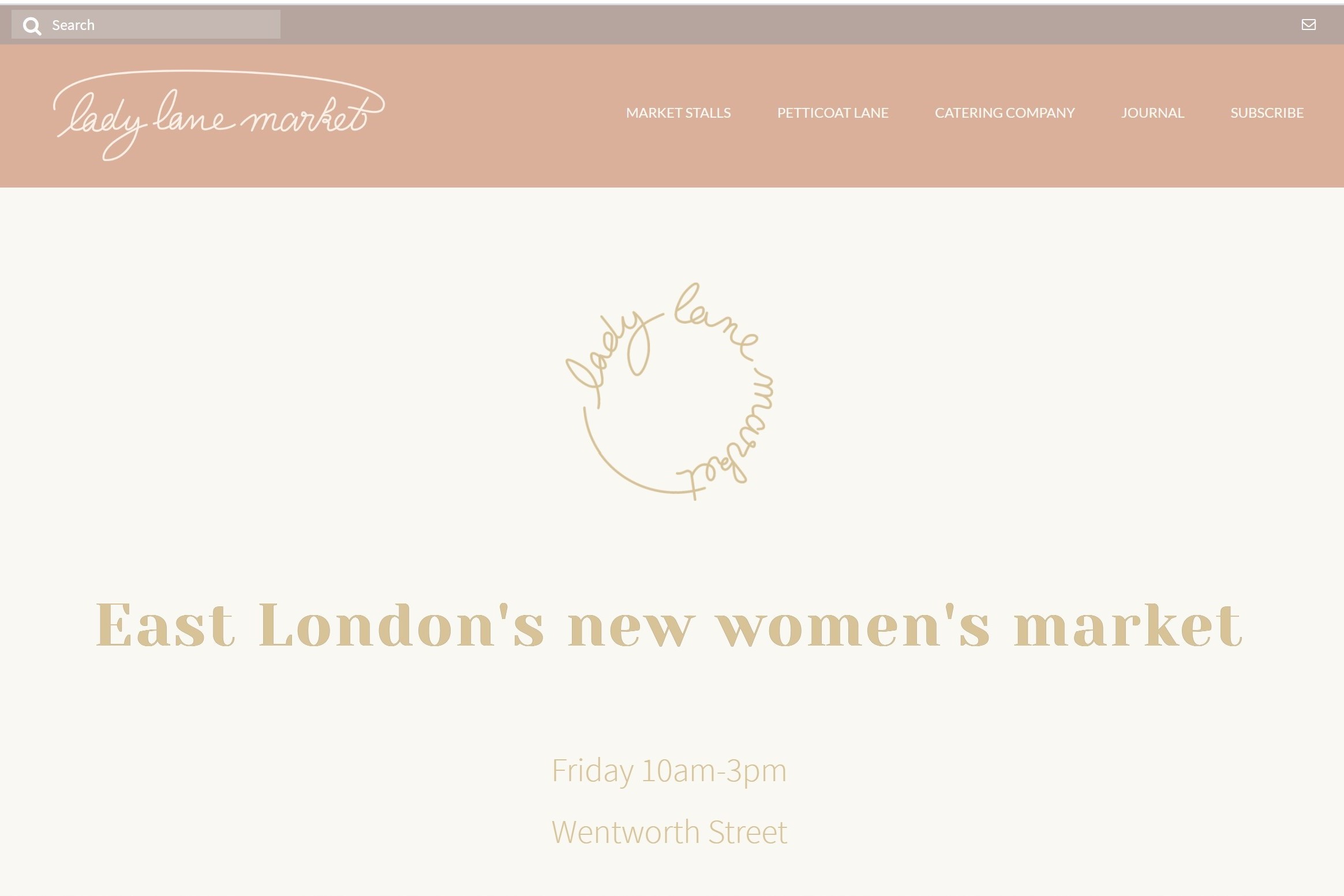 Screenshot of homepage for Lady Lane Market in East London