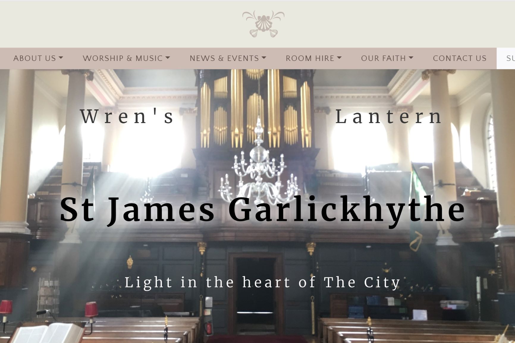 Screenshot of homepage for St James Garlickhythe church in City of London